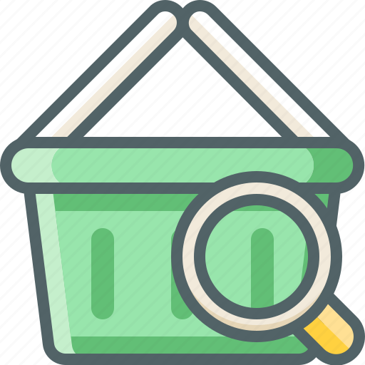 Basket, search, shopping, cart, fine, glass, magnifier icon - Download on Iconfinder