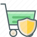 cart, shield, shopping, protection, safe, security, trolley