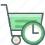 cart, shopping, timer, alarm, clock, time, trolley 