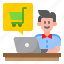 shopping, cart, payment, online, man 