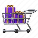 gift shopping, gift trolley, shopping, gift, box, present, bag