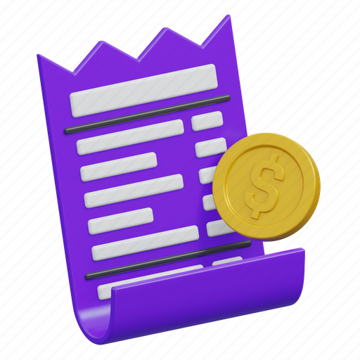 Invoice receipt, invoice bill, bill, invoice, payment, receipt, check 3D illustration - Download on Iconfinder