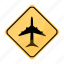 airport, road, sign, traffic, yellow 