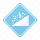 bicycle, dangerous, descent, road, sign, traffic