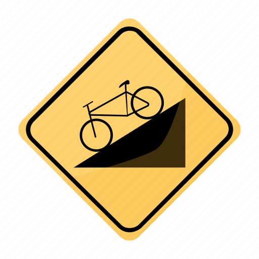 Bicycle, dangerous, descent, road, sign, traffic, yellow icon - Download on Iconfinder