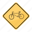 bicycle, road, sign, traffic, yellow 