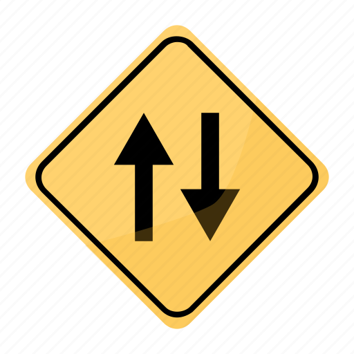Both, circulation, directions, in, road, sign, yellow icon - Download on Iconfinder