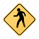 crossing, dangerous, people, road, sign, traffic, yellow
