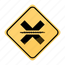 crossing, railroad, road, sign, traffic, yellow