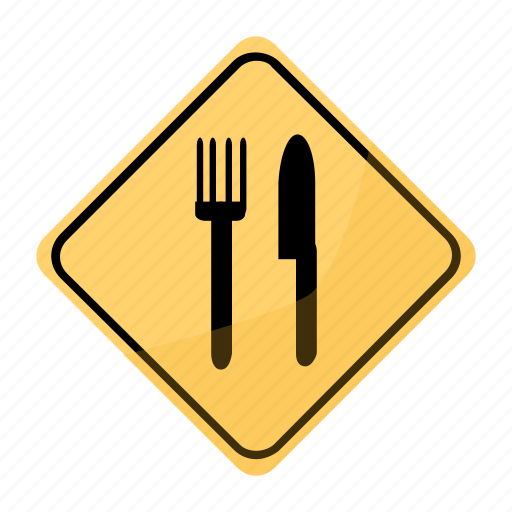 Restaurant, road, sign, traffic, yellow icon - Download on Iconfinder