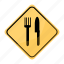 restaurant, road, sign, traffic, yellow 