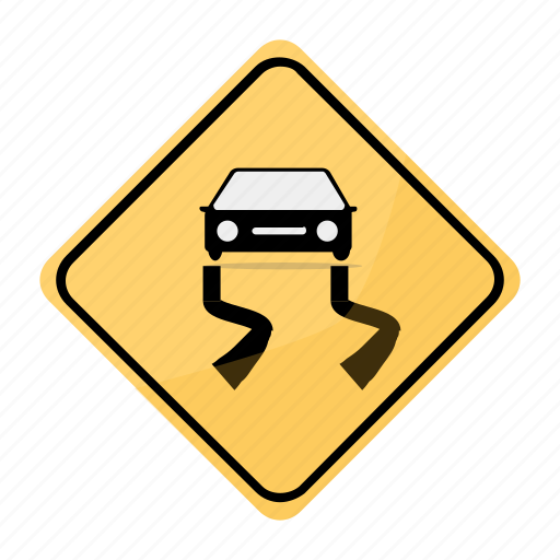 Road, sign, slippery, traffic, yellow icon - Download on Iconfinder