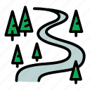 christmas, forest, resort, ski, track, tree