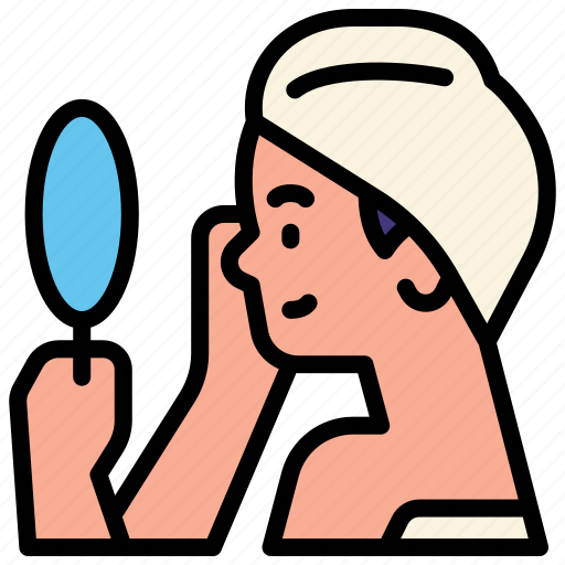 Beauty, skincare, facial, mirror, woman, cosmetic, self icon - Download on Iconfinder