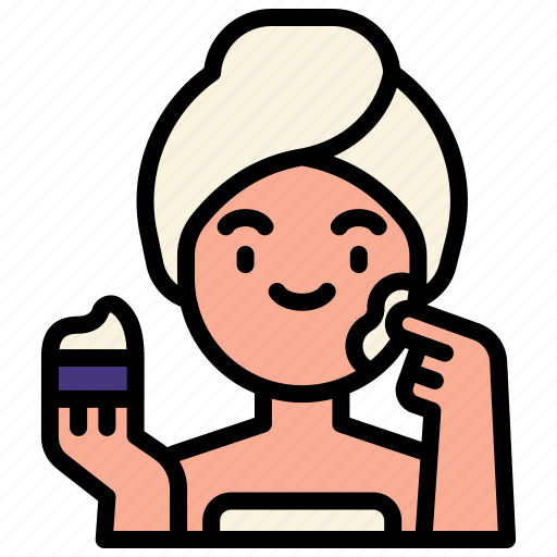 Skincare, applying, routine, beauty, woman, cosmetic, self icon - Download on Iconfinder