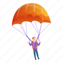 girl, orange, parachute, person, woman