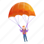 girl, orange, parachute, person, woman 