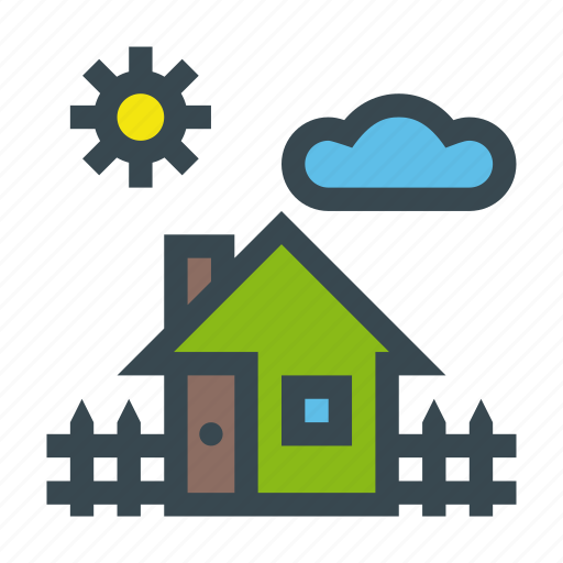 Cloud, fence, home, house, sun icon - Download on Iconfinder