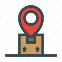 box, cardboard, delivery, map, pin, tracking 