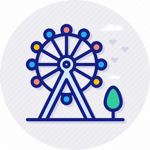 Amusement, funfair, ferris, wheel, architecture, festival, park icon - Download on Iconfinder