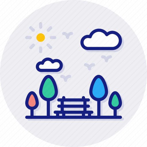 Public, space, park, parkland, outdoor, bench icon - Download on Iconfinder