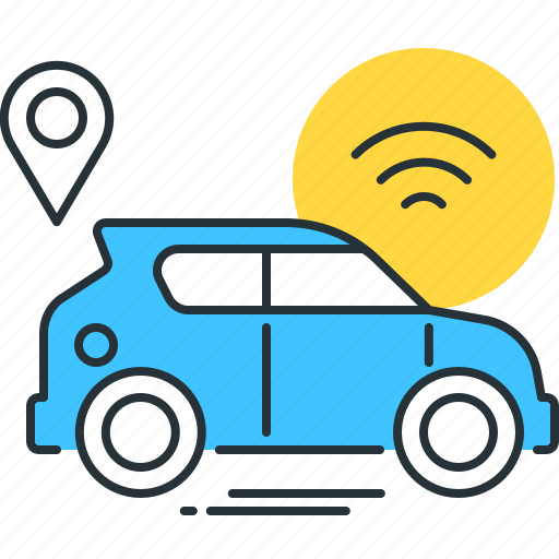 Autonomous, car, connected, internet, vehicle, wifi, wireless icon - Download on Iconfinder