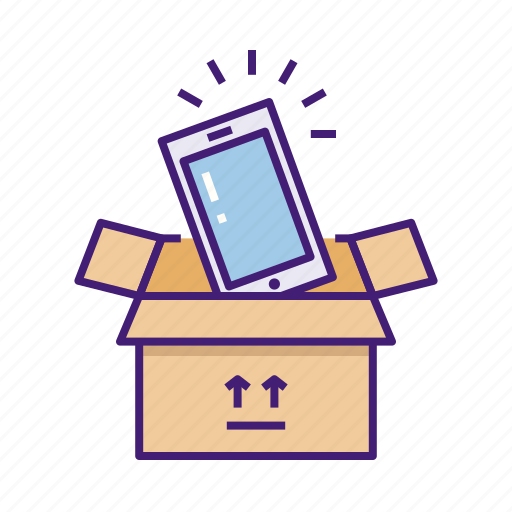 Box, cardboard, new, open, service, smartphone, unboxing icon - Download on Iconfinder