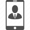 cell phone, client profile, customer, man, mobile device, person, smartphone
