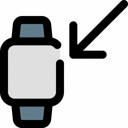 Square, smartwatch, left, down, arrow icon - Download on Iconfinder
