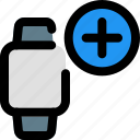square, smartwatch, plus, add