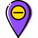 location, map, navigation, pin, substract 