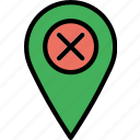 delete, location, map, navigation, pin