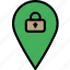 location, lock, map, navigation, pin 