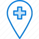 hospital, location, map, navigation, pin
