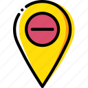 location, map, navigation, pin, substract