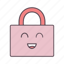 cheerful, happy, lock, padlock, protection, safety, smile