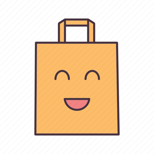 Emoji, emoticon, happy, paper bag, purchase, shopping, smile icon - Download on Iconfinder