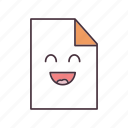 cheerful, document, file, happy, laugh, paper sheet, smile