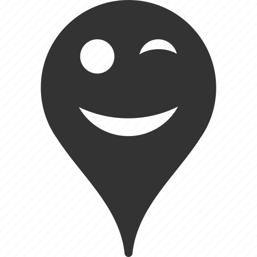 Emoticon, emotion, pointer, position, smile, wink, map marker icon - Download on Iconfinder