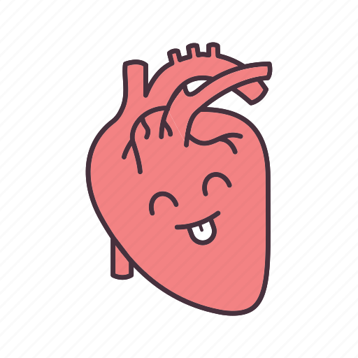 Anatomy, healthy, heart, human, internal, organ, smiling icon - Download on Iconfinder