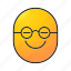 bespectacled, clever, emoji, emoticon, nerd, smiley, wiseacre 