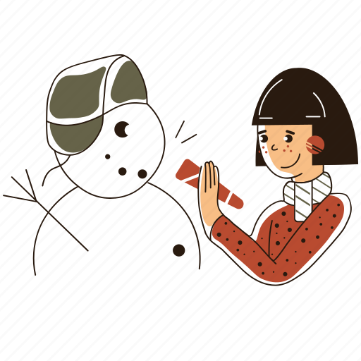 Girl, decorates, snowman, xmas, woman, christmas, holiday illustration - Download on Iconfinder