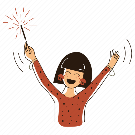 Girl, dancing, lights, women, xmas, christmas, celebration illustration - Download on Iconfinder