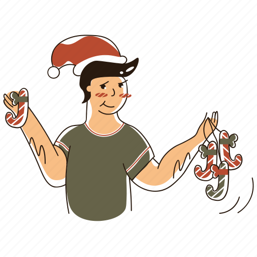 Guy, christmas, candy, xmas, winter, holiday, gift illustration - Download on Iconfinder