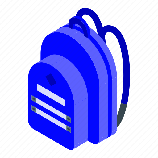 Backpack, blue, book, cartoon, child, fashion, isometric icon - Download on Iconfinder
