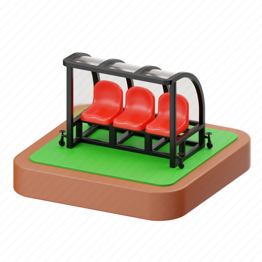 Football, bench, football bench, seat, audience-sitting, chair, soccer 3D illustration - Download on Iconfinder