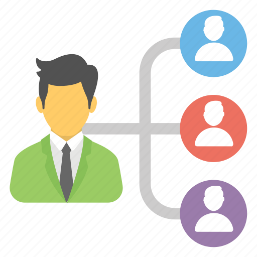 Business network, delegating tasks, organizational structure, team hierarchy, team leader icon - Download on Iconfinder