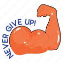 never give up, typography, sticker, motivation, lettering