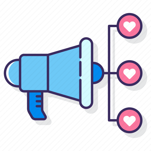Campaign, hearts, media, megaphone icon - Download on Iconfinder