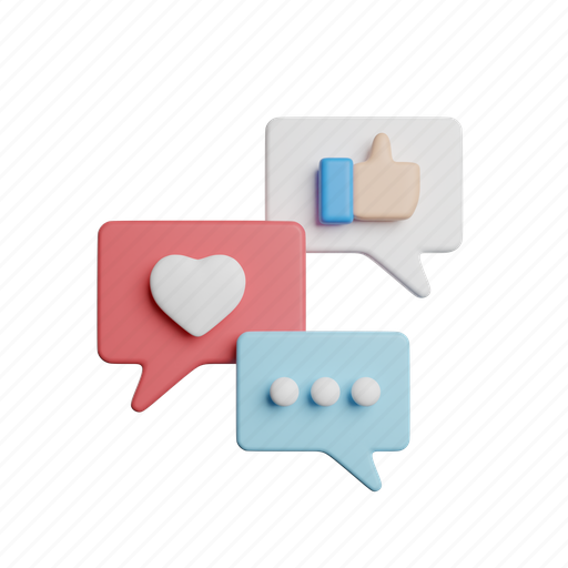 Likelovecomment, front, love, comment, messages, romance 3D illustration - Download on Iconfinder